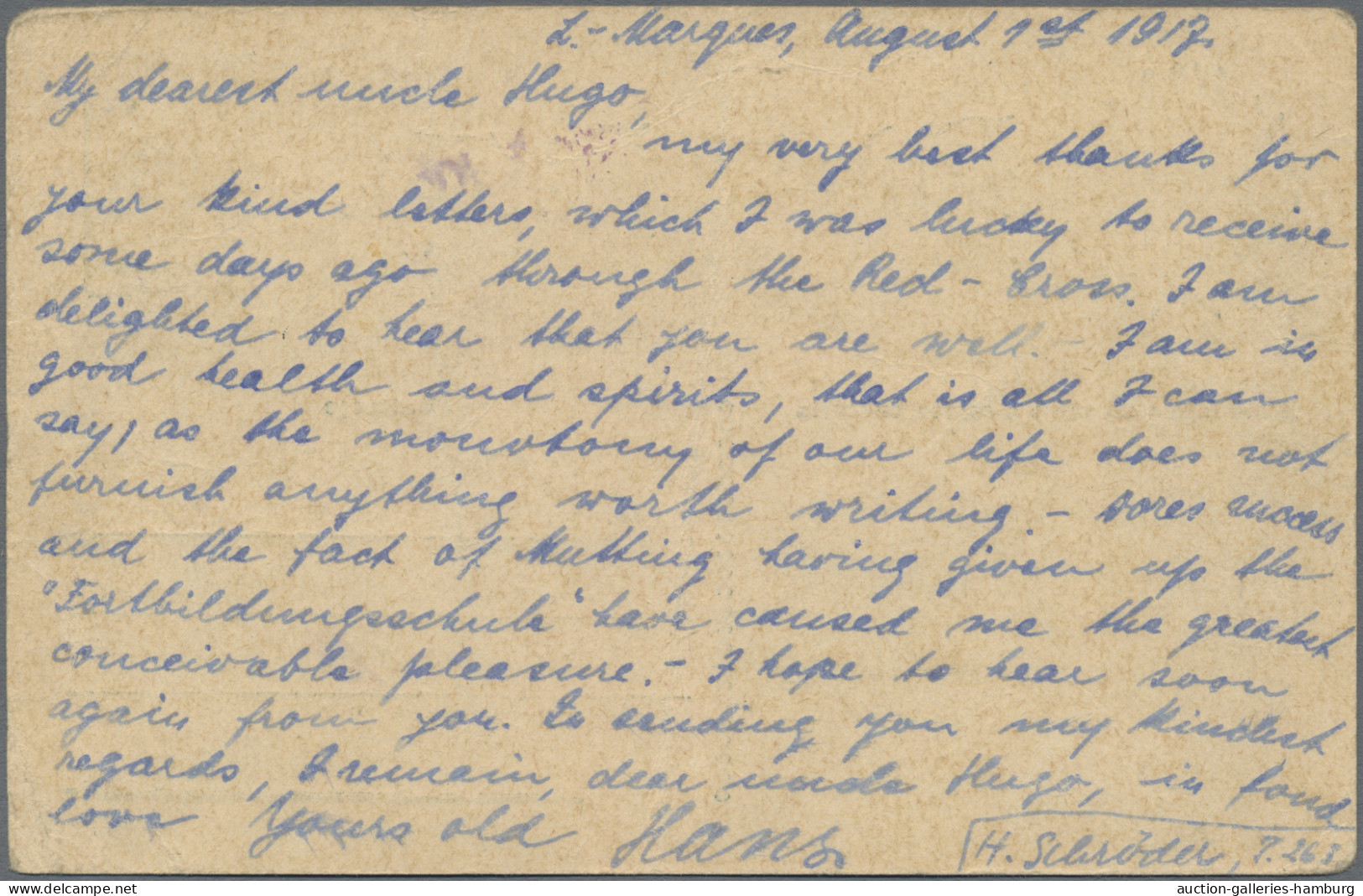 Kriegsgefangenen-Lagerpost: 1916, 1 August, German POW Mail From Laurenco Marque - Autres
