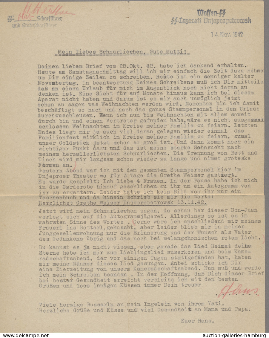 KZ-Post: 1941, 6.1., Brief Eines SS-Bewachers Aus Dem KZ Sachsenhausen (Oranienb - Covers & Documents