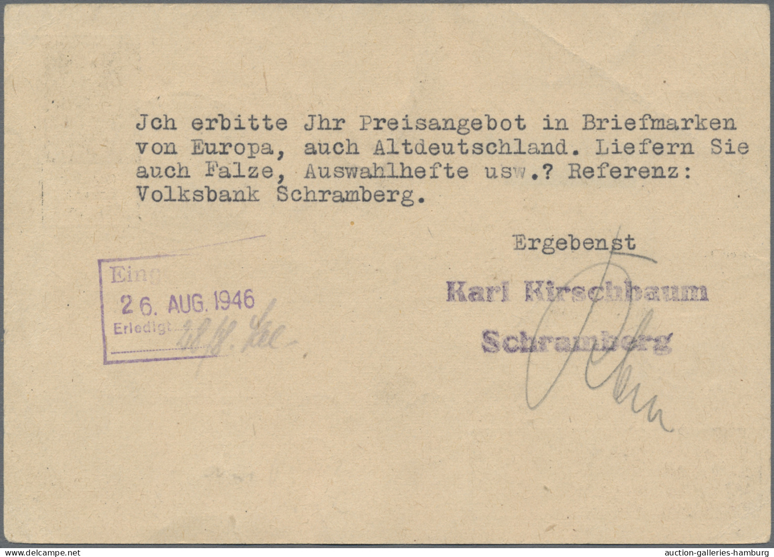 Alliierte Besetzung - Aufbrauchsausgaben: Französische Zone: 1946, PA Schramberg - Otros & Sin Clasificación