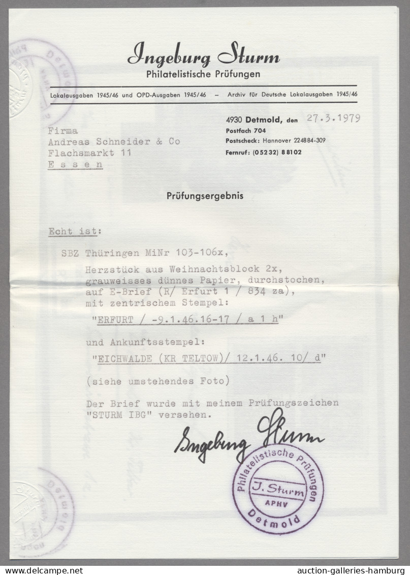 Sowjetische Zone - Thüringen: 1945, Herzstück Aus Dem Großen Weihnachtsblock, Pa - Other & Unclassified