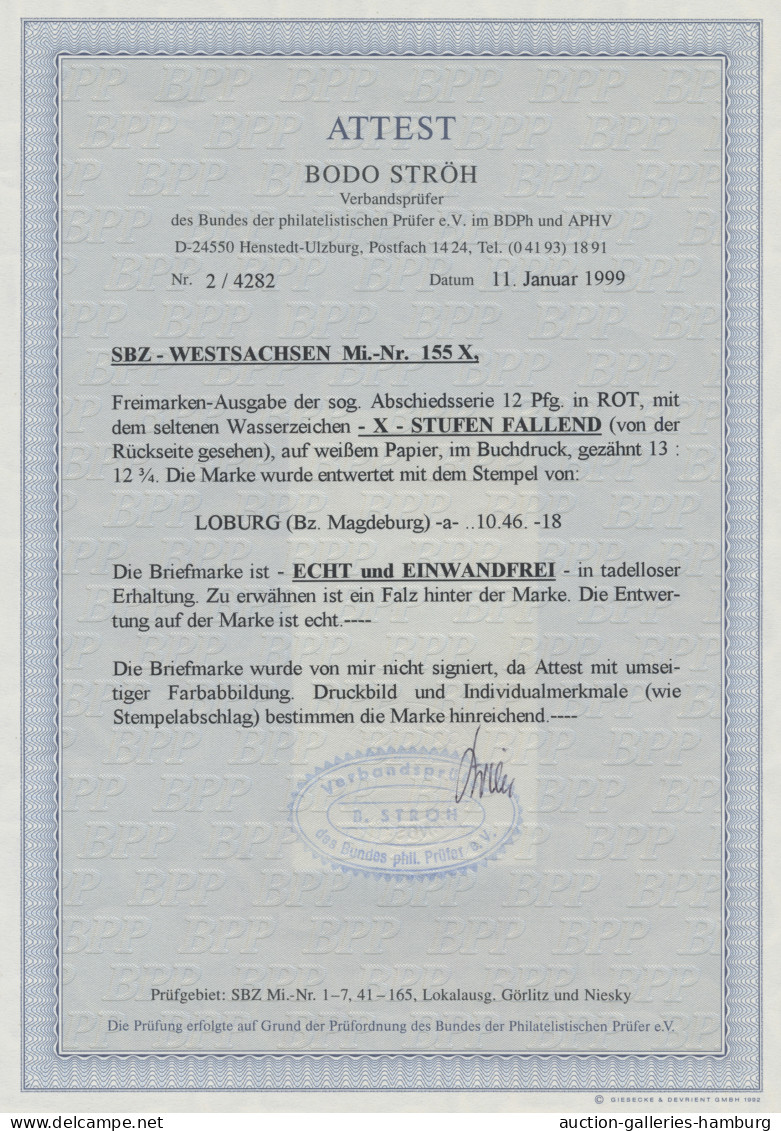 Sowjetische Zone - West-Sachsen: 1946, Abschiedsserie, 12 Rpf. Rot Mit Dem Guten - Autres & Non Classés