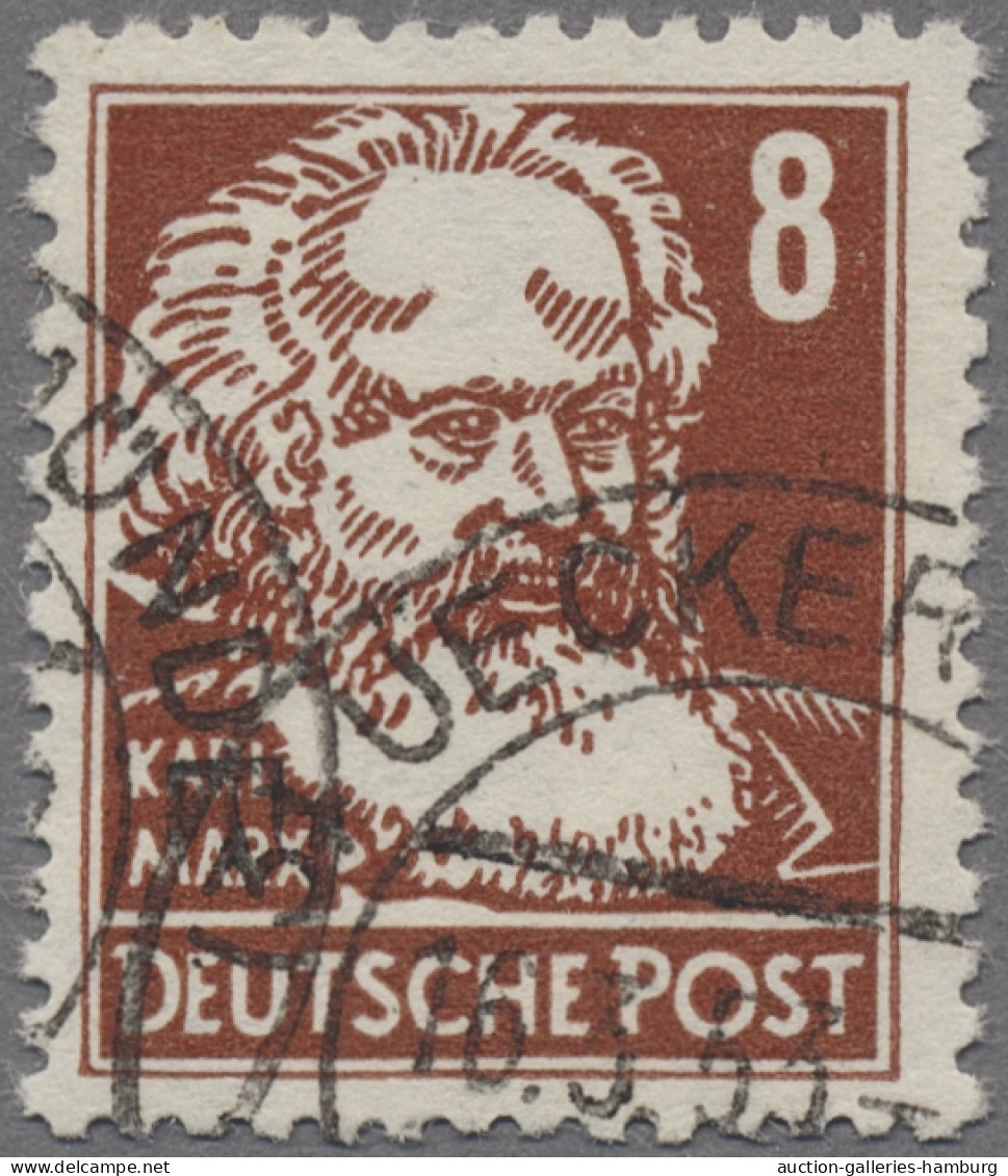 DDR: 1952, Köpfe Mit Wz. 2, Marx, 8 Pf. Braunorange Auf Gewöhnlichem Papier, Die - Used Stamps