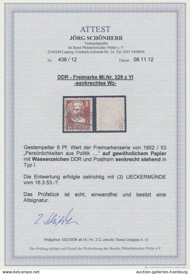 DDR: 1952, Köpfe Mit Wz. 2, Marx, 8 Pf. Braunorange Auf Gewöhnlichem Papier, Die - Usados