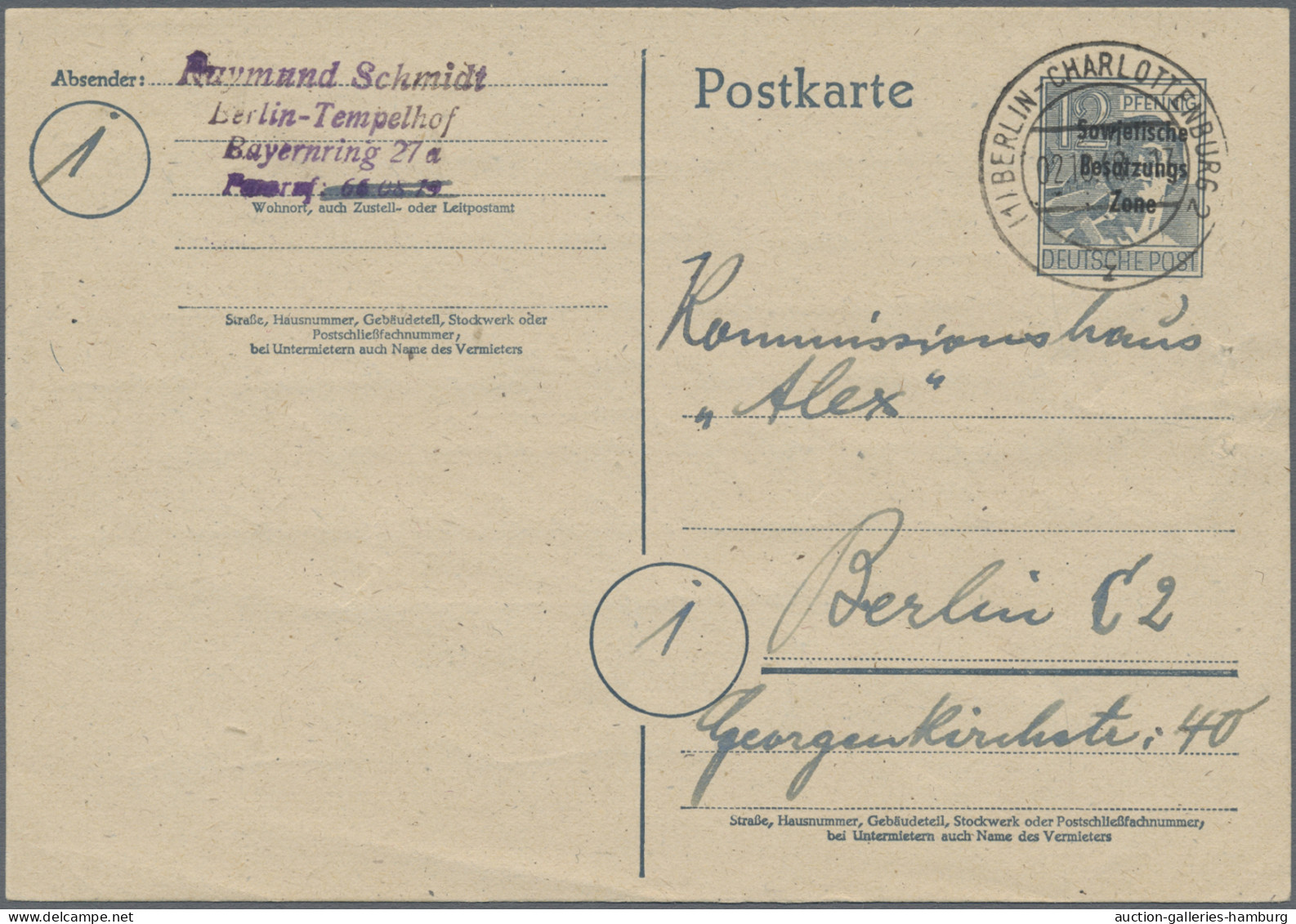 Berlin - Vorläufer: 1948, SBZ-Ganzsachenkarte 12 Pfg. Maschinenaufdruck Bedarfsg - Lettres & Documents