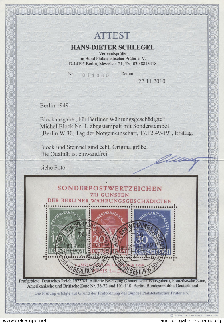 Berlin: 1949, Blockausgabe "Für Berliner Währungsgeschädigte" Mit Ersttagssonder - Used Stamps