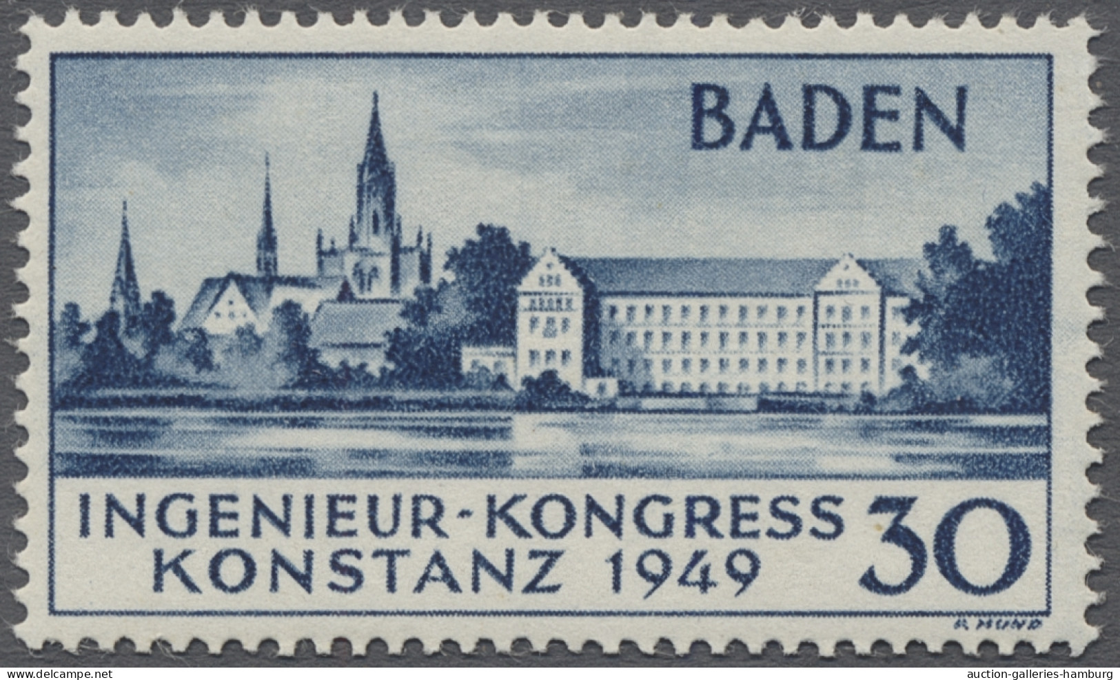 Französische Zone - Baden: 1949, Ingenieur-Kongreß Konstanz, 30 Pf. Schwärzlichb - Autres & Non Classés