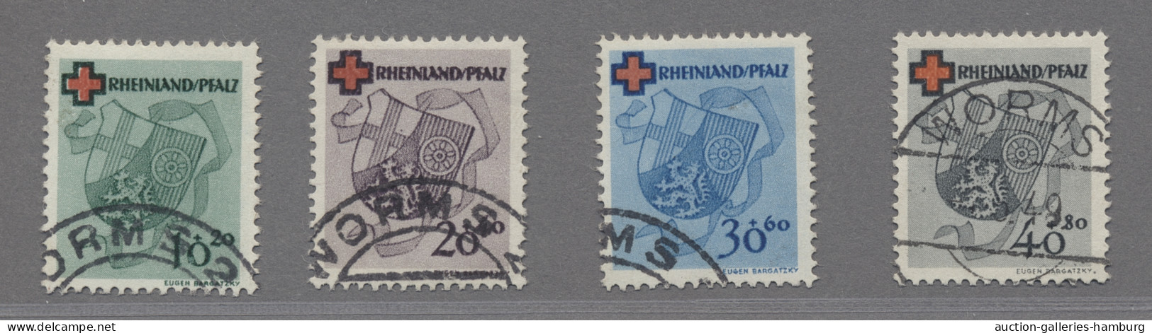 Französische Zone - Rheinland Pfalz: 1949, Rotes Kreuz 4 Werte Komplett, Gestemp - Autres & Non Classés