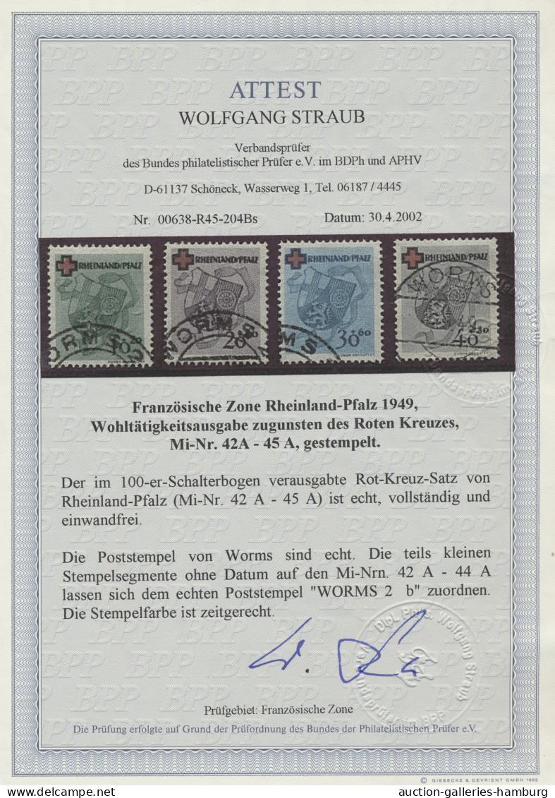 Französische Zone - Rheinland Pfalz: 1949, Rotes Kreuz 4 Werte Komplett, Gestemp - Autres & Non Classés