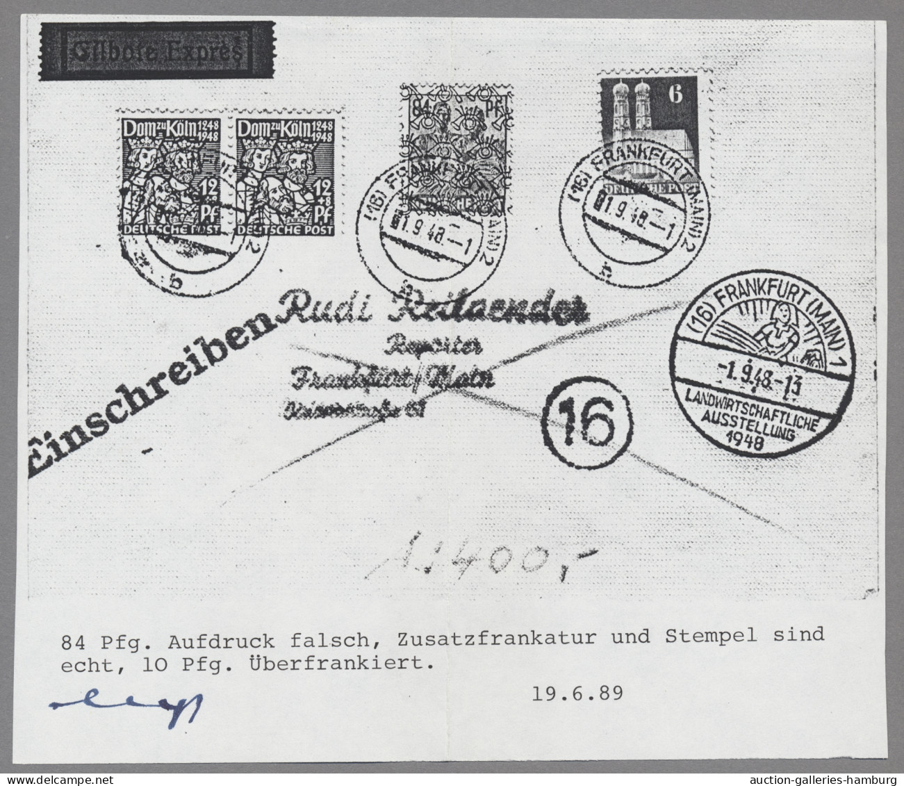 Bizone: 1948, Netzaufdruck, 84 Rpf. Mit Kopfstehendem Netzaufdruck, Zusammen Mit - Other & Unclassified