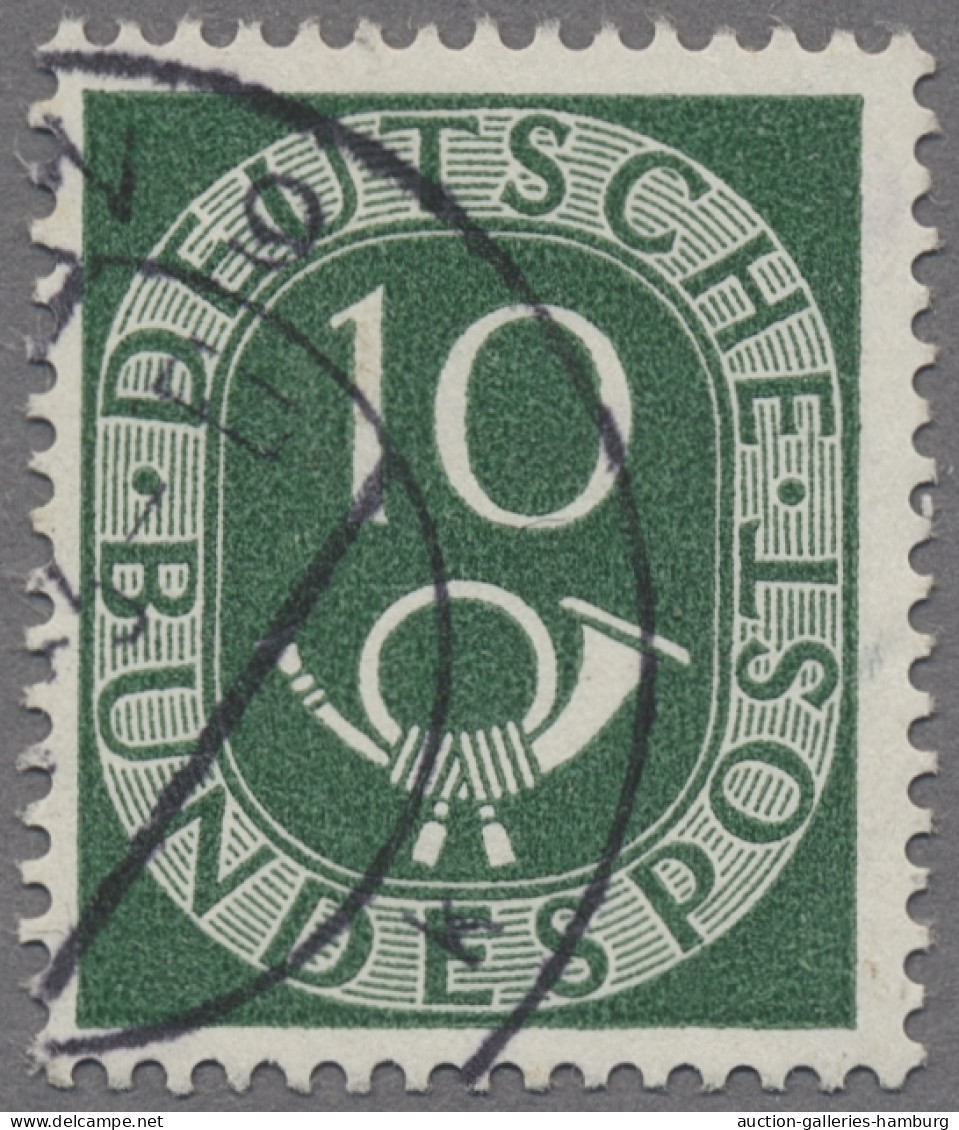 Bundesrepublik Deutschland: 1951, 10 Pf Posthorn Mit Dem Seltenen Wasserzeichen - Used Stamps