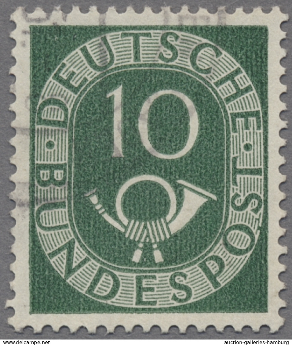 Bundesrepublik Deutschland: 1951, 10 Pfg. Posthorn Mit Wasserzeichen 4 Z, Gestem - Usados