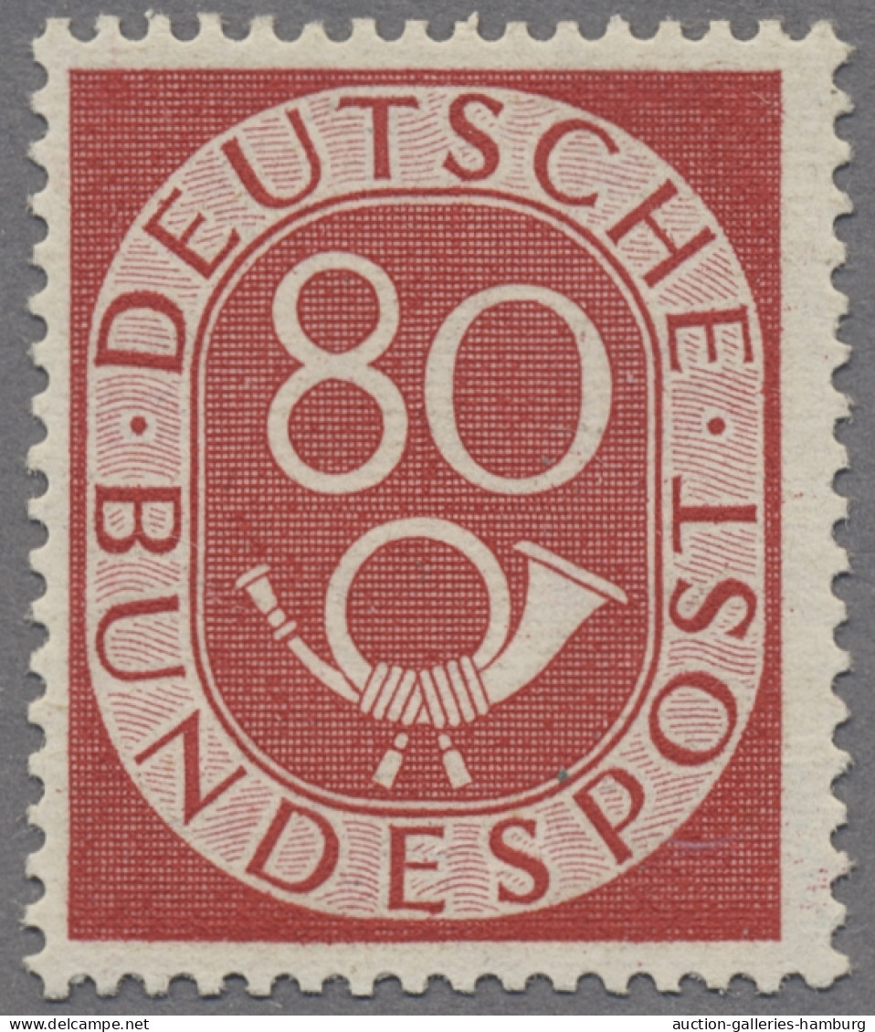 Bundesrepublik Deutschland: 1952, 80 Pf. Posthorn Mit Liegendem Wasserzeichen, E - Unused Stamps