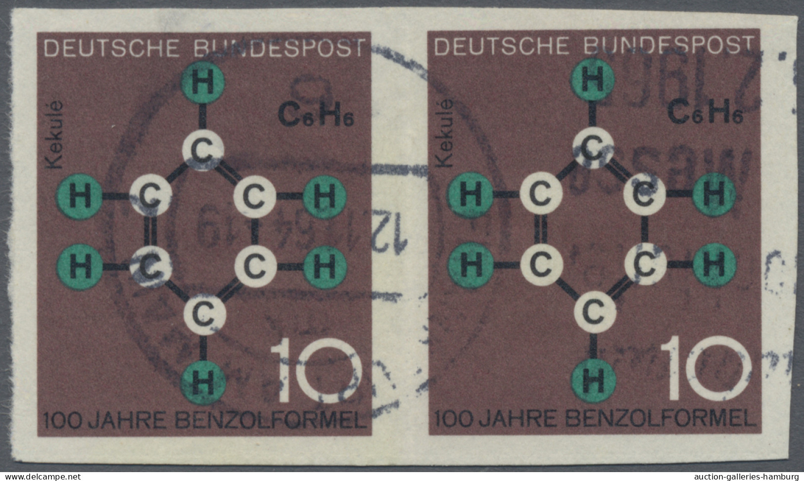 Bundesrepublik Deutschland: 1964, 10 Pfg. Technik Und Wissenschaft "Benzolformel - Used Stamps