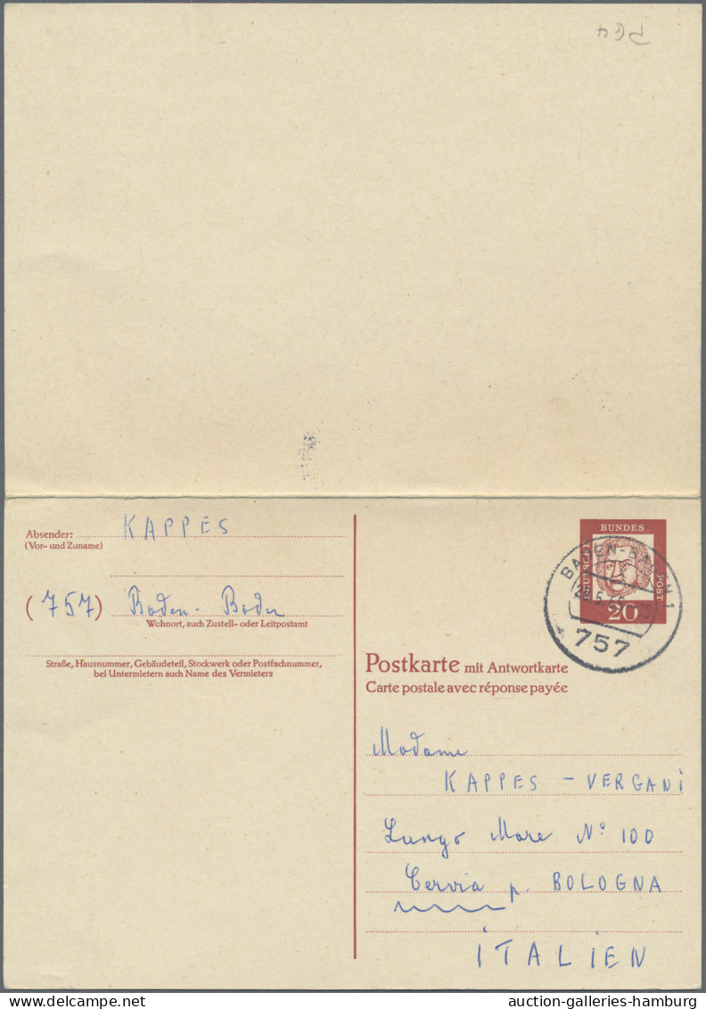 Bundesrepublik - Ganzsachen: 1965, Bedeutende Deutsche, Drei Gebrauchte Doppelka - Autres & Non Classés