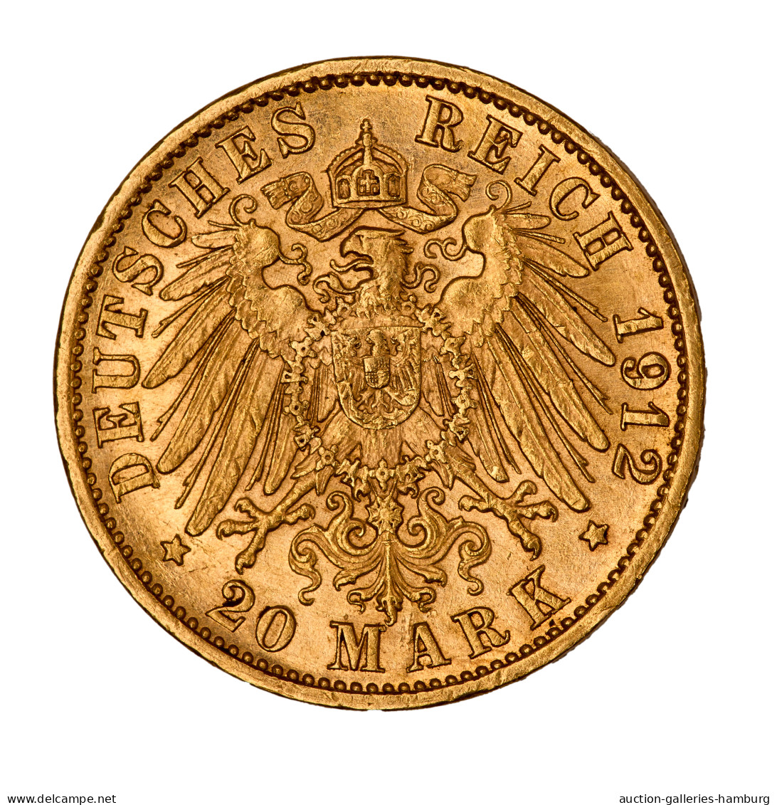 Baden - Anlagegold: 1912, "Friedrich II." 20 Mark Aus 900er Gold In Sehr Schöner - 5, 10 & 20 Mark Or