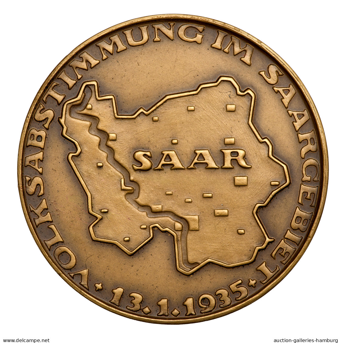 Medaillen Deutschland - Geographisch: SAAR; 1935, Bronzemedaille Zur Volksabstim - Other & Unclassified