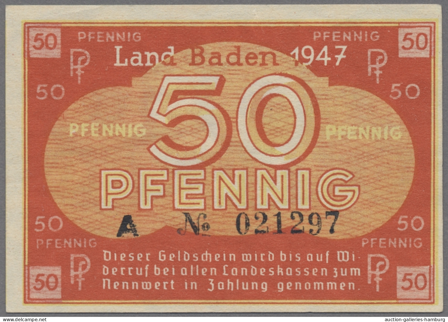 Deutschland - Alliierte Miltärbehörde + Ausgaben 1945-1948: BADEN, 1947, Banknot - Otros & Sin Clasificación