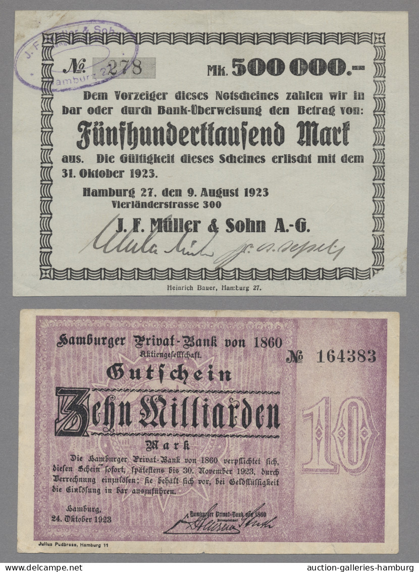 Deutschland - Notgeld - Hamburg: 1923, Partie Von 8 Verschiedenen Notgeldscheine - [11] Local Banknote Issues
