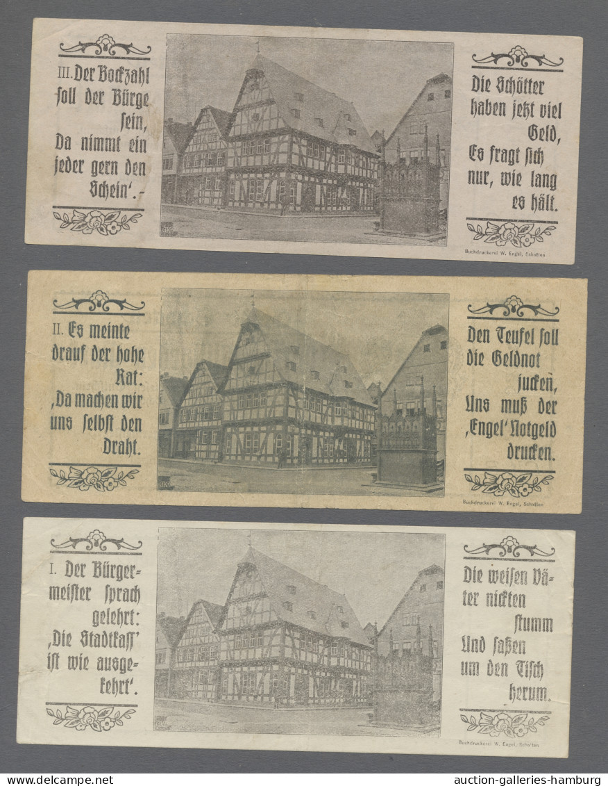 Deutschland - Notgeld - Hessen: SCHOTTEN; 1923, Partie Von 4 Notgeldscheinen Der - [11] Local Banknote Issues