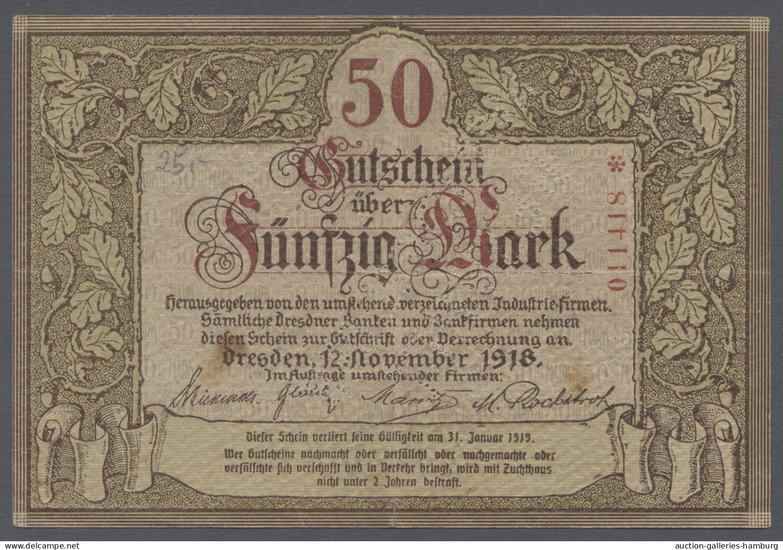 Deutschland - Notgeld - Sachsen: DRESDEN; 1918, Partie Von 3 Notgeldscheine Zu 2 - [11] Local Banknote Issues