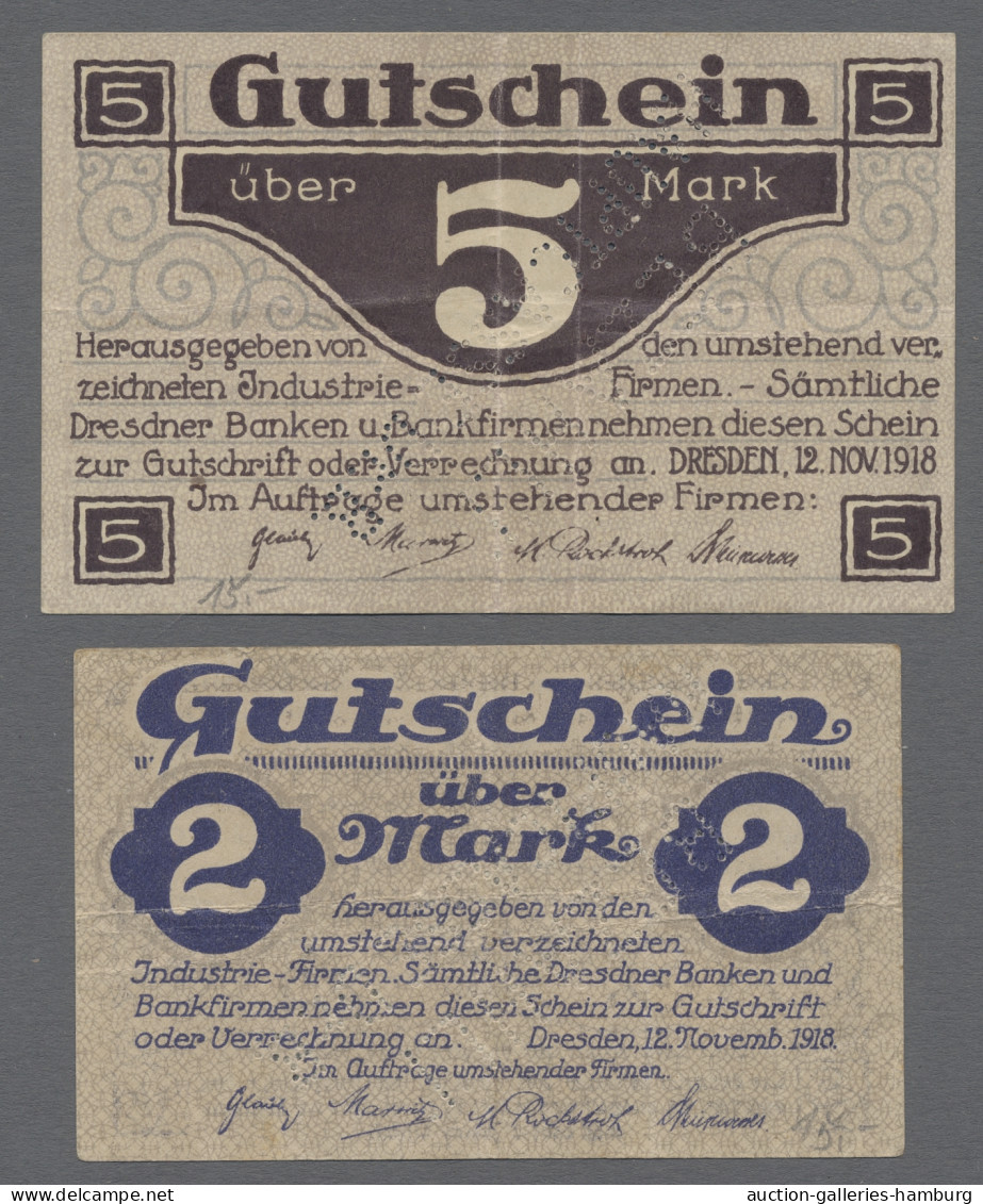 Deutschland - Notgeld - Sachsen: DRESDEN; 1918, Partie Von 3 Notgeldscheine Zu 2 - [11] Emisiones Locales