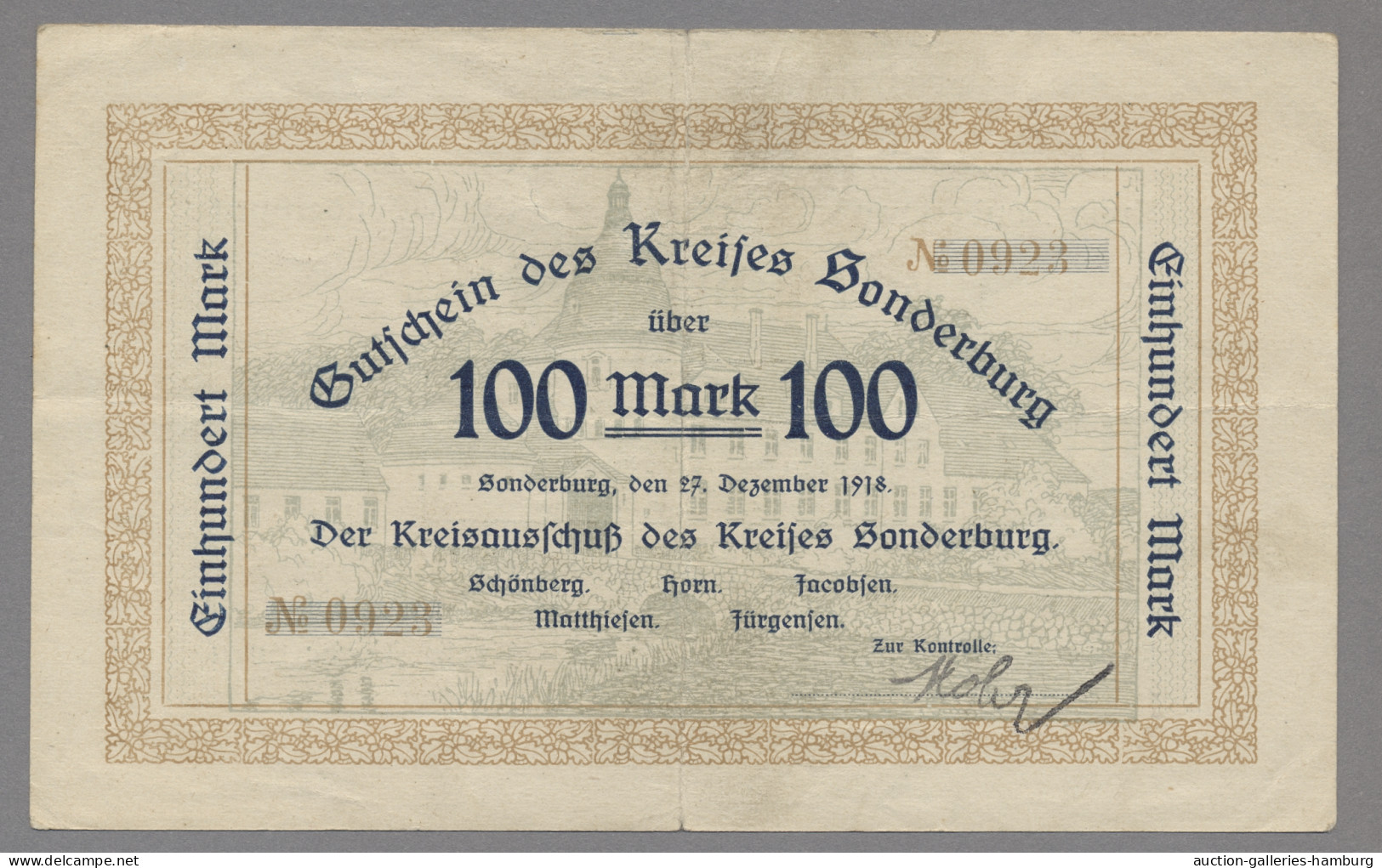 Deutschland - Notgeld - Schleswig-Holstein: SONDERBURG; 1918, Partie Von 3 Gebra - [11] Emisiones Locales