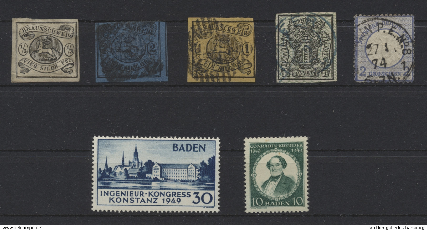 Deutschland: 1853-1949, Kleine Partie Mit U.a. 3 Braunschweig-Werten In Untersch - Collections