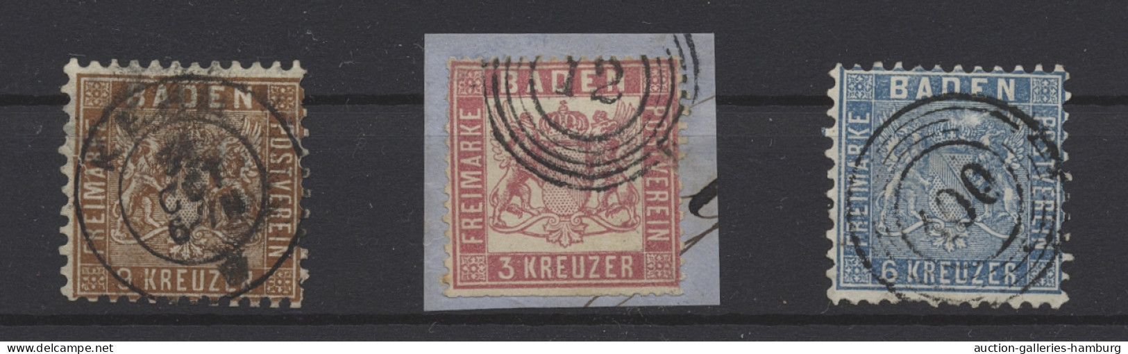 Altdeutschland: 1851-1866, Kleine Gestempelte Partie Auf Stecktafeln Mit U.a. Ba - Collections