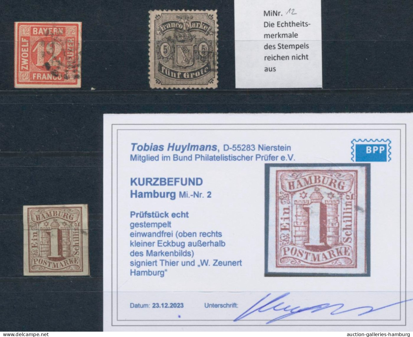 Altdeutschland: 1850-1866, Kleine Gestempelte Partie Von 4 Marken Mit Bayern Mi. - Collections