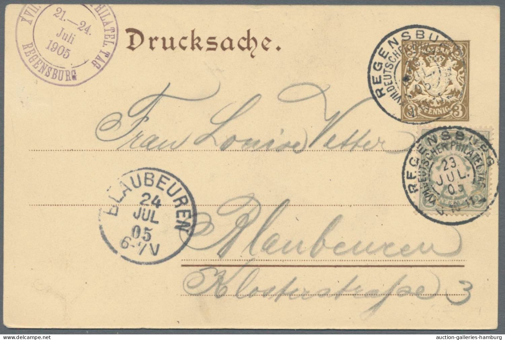 Bayern - Privatganzsachen: 1903-1913, Partie Von 8 Privatganzsachen, Davon Sind - Autres & Non Classés