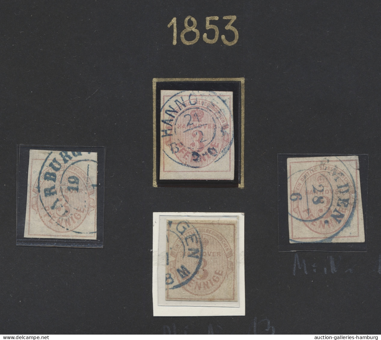 Hannover - Marken und Briefe: 1850-1864, überwiegend gestempelte Sammlung in ein