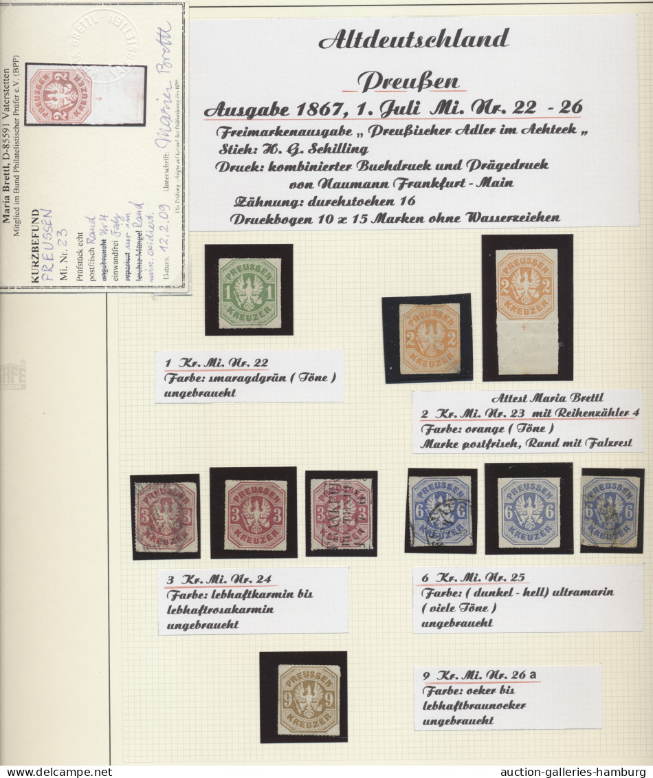 Preußen - Marken und Briefe: 1850-1867, überwiegend gestempelte Sammlung in eine