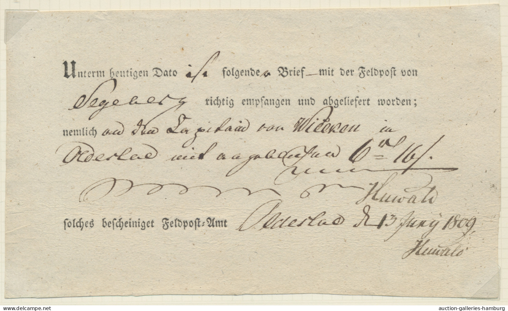 Schleswig-Holstein - Vorphilatelie: 1800-1815, Dänische Militärpost, Eine Mit De - Préphilatélie