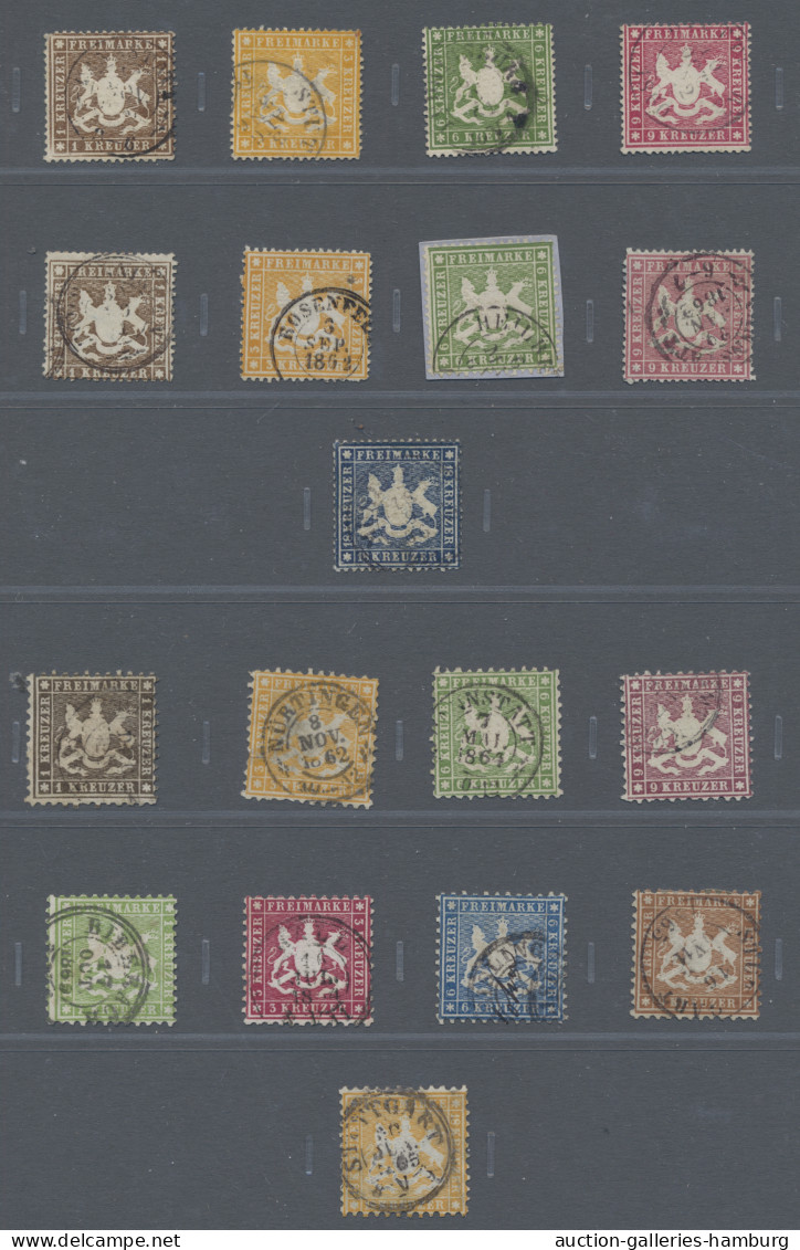 Württemberg - Marken und Briefe: 1851-1923, fast komplette, gestempelte Sammlung