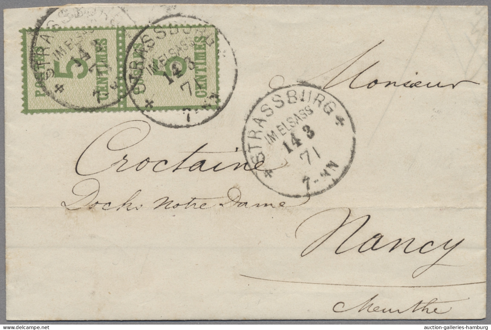 Elsass-Lothringen - Marken Und Briefe: 1871, Partie Von 3 Briefen Mit 5 C. Im Se - Autres & Non Classés