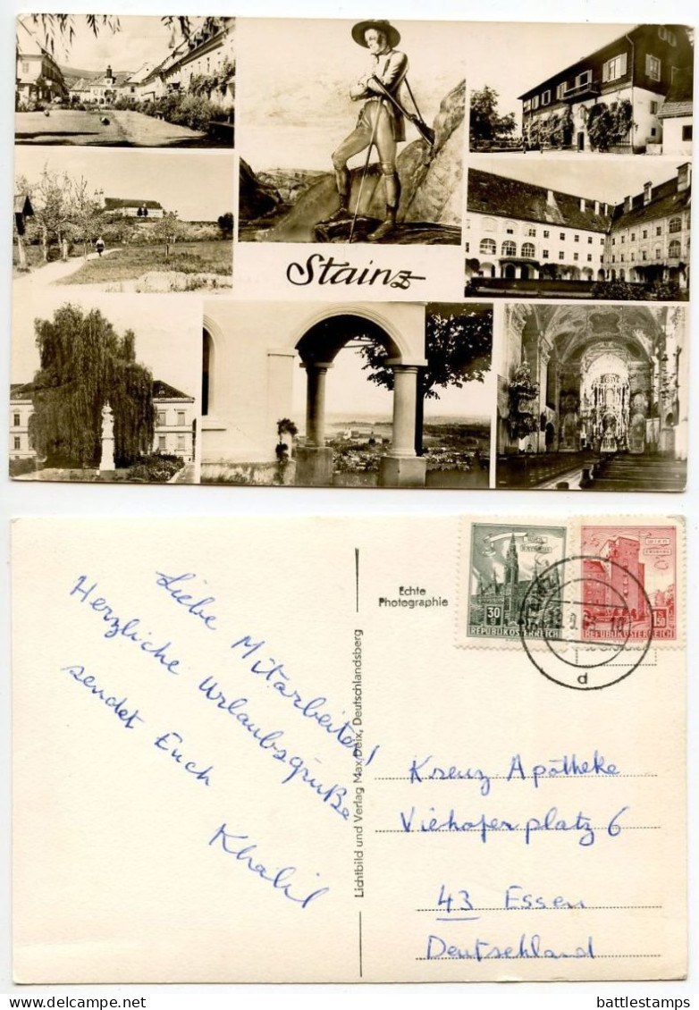 Austria 1963 RPPC Postcard Stainz - Multiple Views; 0g. Vienna City Hall & 1.50g Rabenhof, Erdberg Stamps - Stainz
