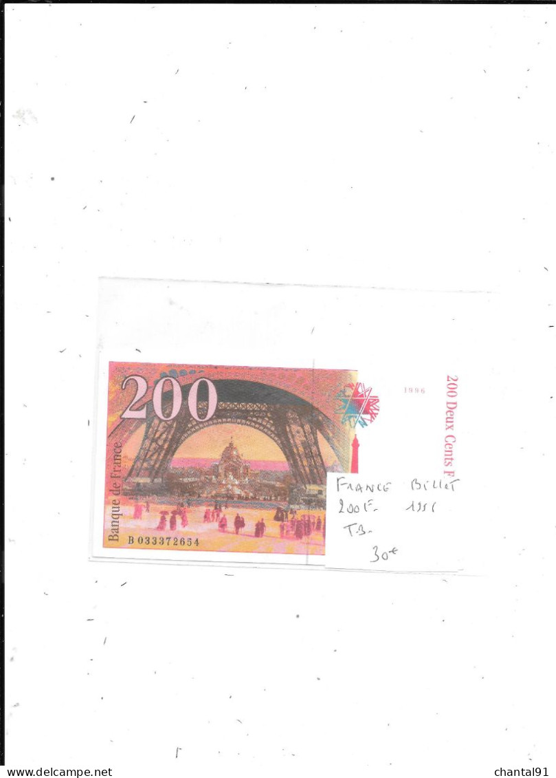 FRANCE BILLET 200 FRANCS 1996 - 200 F 1995-1999 ''Eiffel''