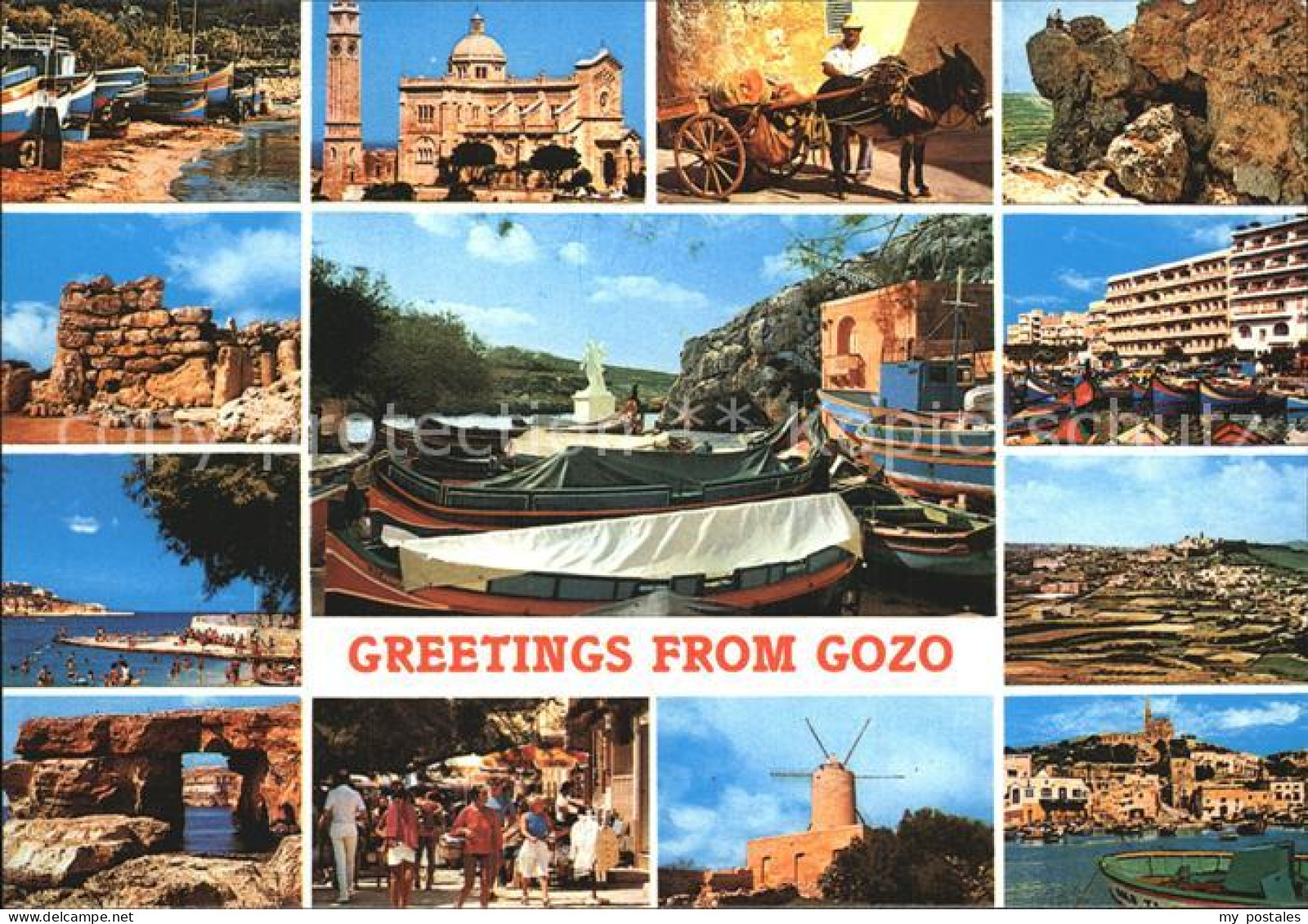 72397045 Gozo Malta Hafenpartien Schloss Eselskarren Strand Grotte Windmuehle Go - Malta