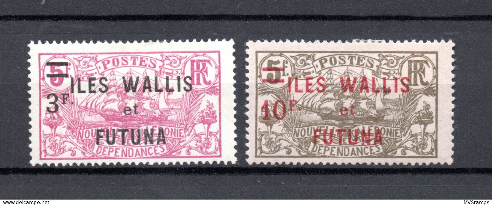 Wallis Et Futuna 1924 Old Set Overprinted Stamp (Michel 38/39) Nice MLH - Ongebruikt