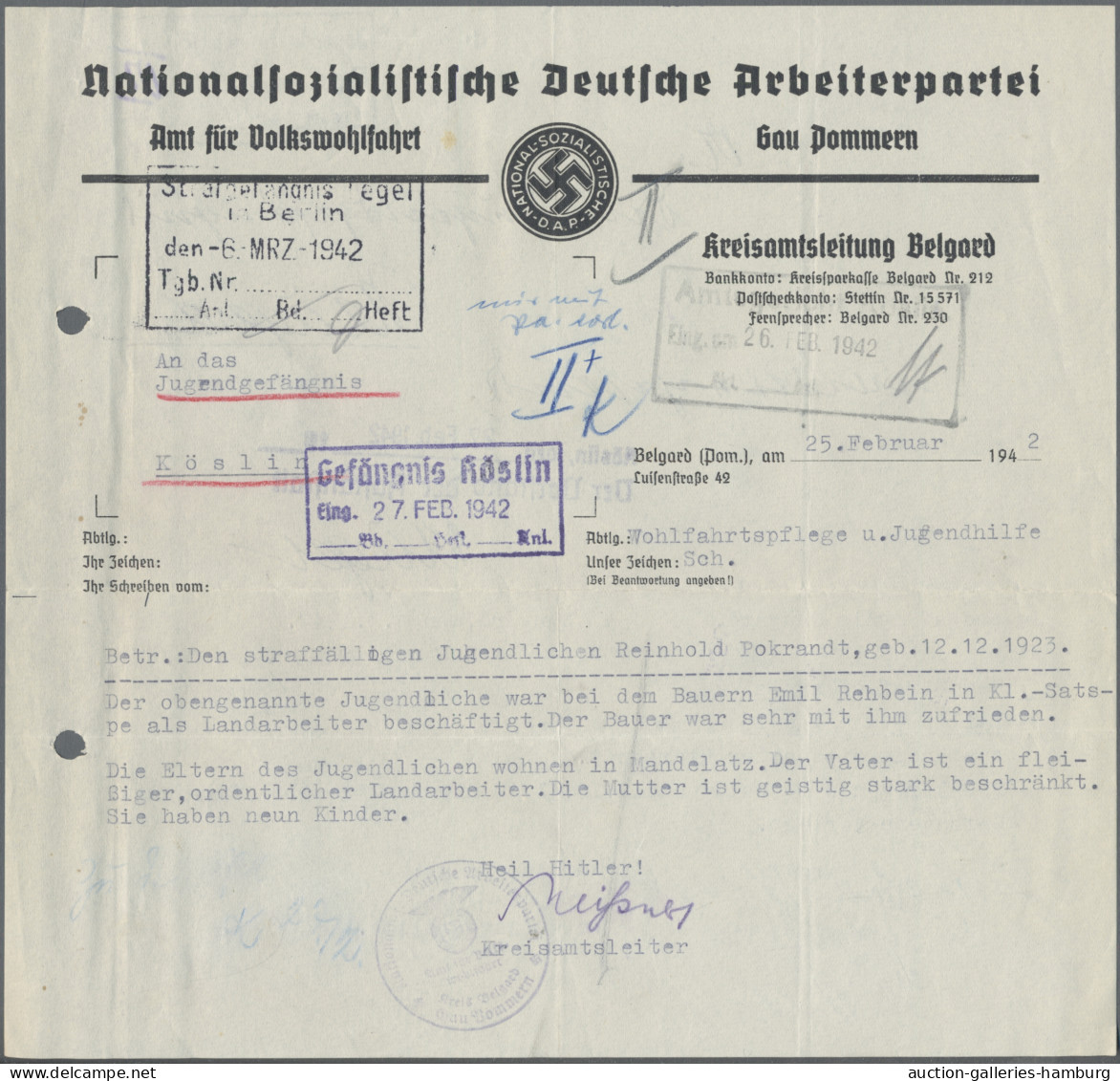 Deutsches Reich - 3. Reich: 1937-1944, Partie Von 22 Gerichtlichen Schriftstücke - Autres & Non Classés