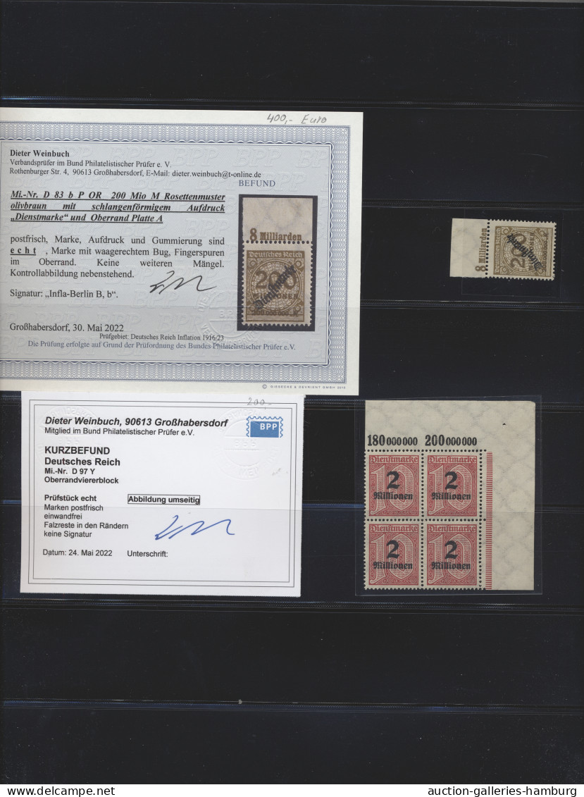 Deutsches Reich - Dienstmarken: 1874-1932, überwiegend Postfrisch Und Ungebrauch - Service