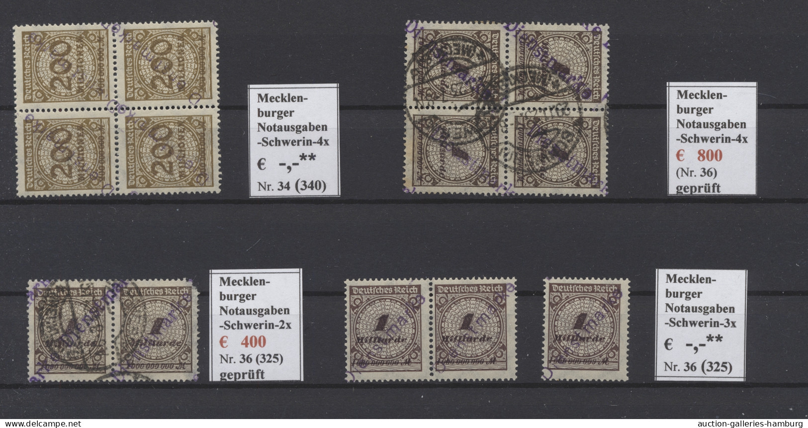 Deutsches Reich - Dienst-Kontrollaufdrucke: 1923, Mecklenburger Notausgaben Post - Officials