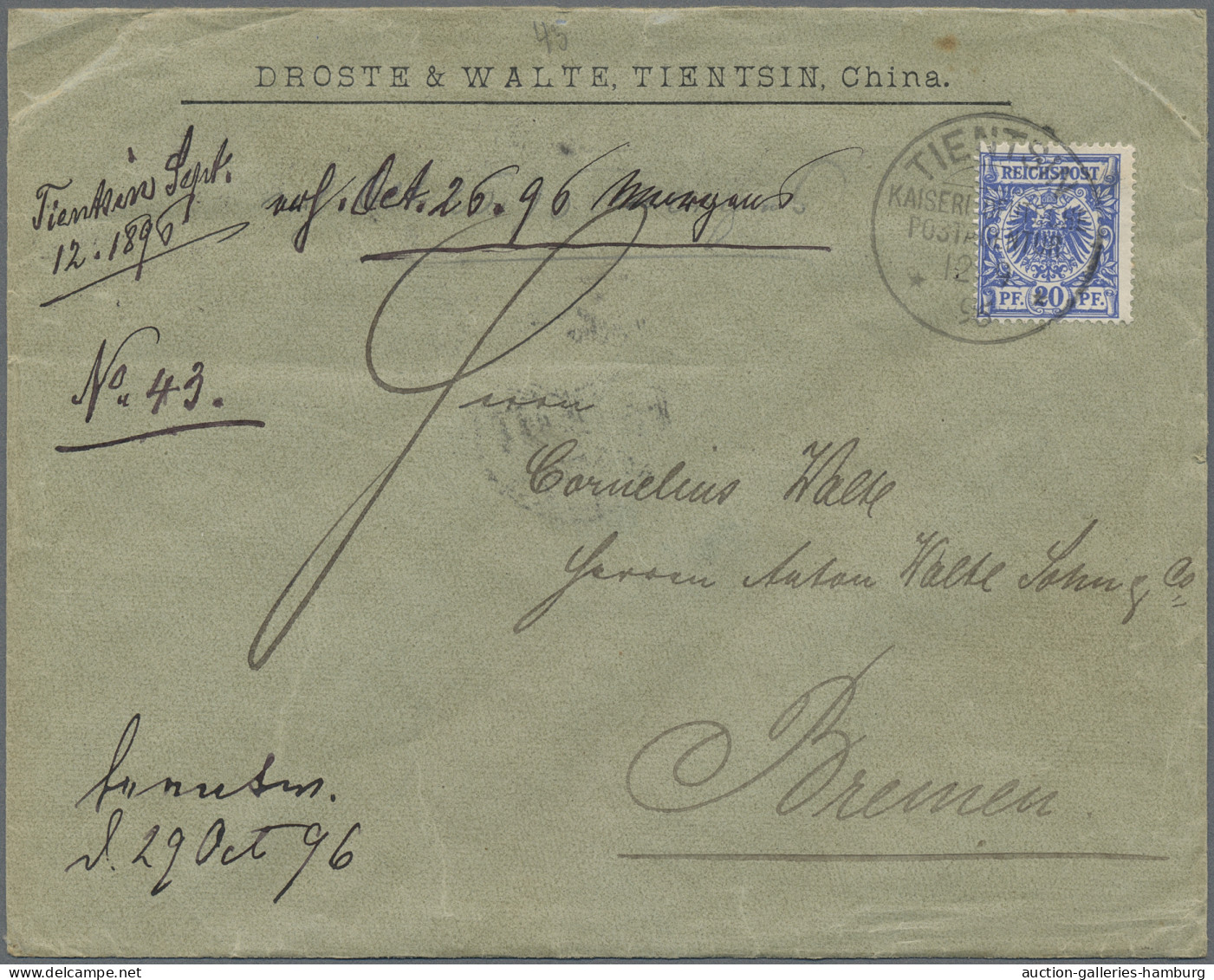 Deutsche Post in China: 1889/1897, schöner Sammlerbestand von 36 Vorläufer-Beleg