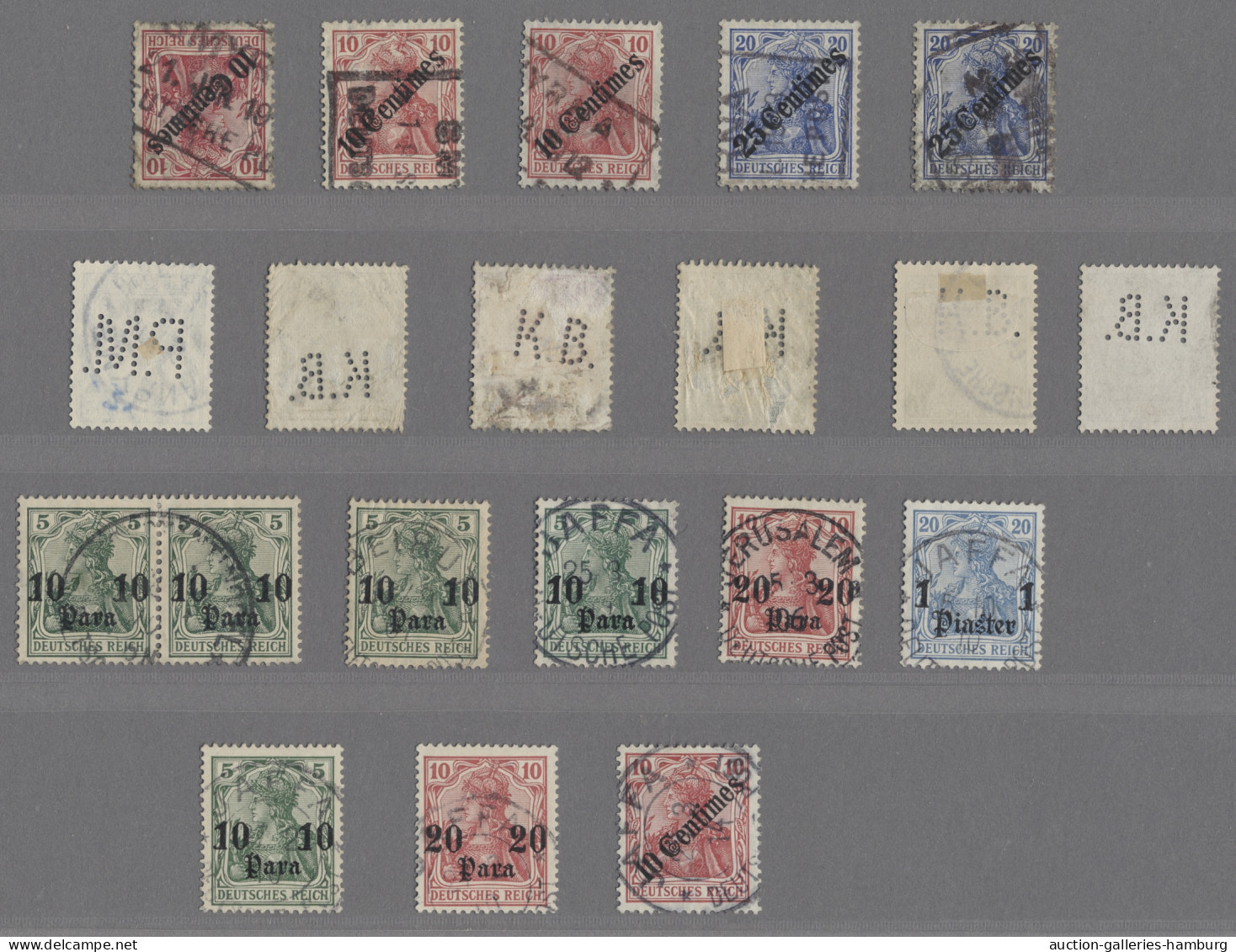 Deutsche Post In Der Türkei: 1889-1912, Konvolut Von 38 Marken Auf Drei Steckkar - Turkey (offices)