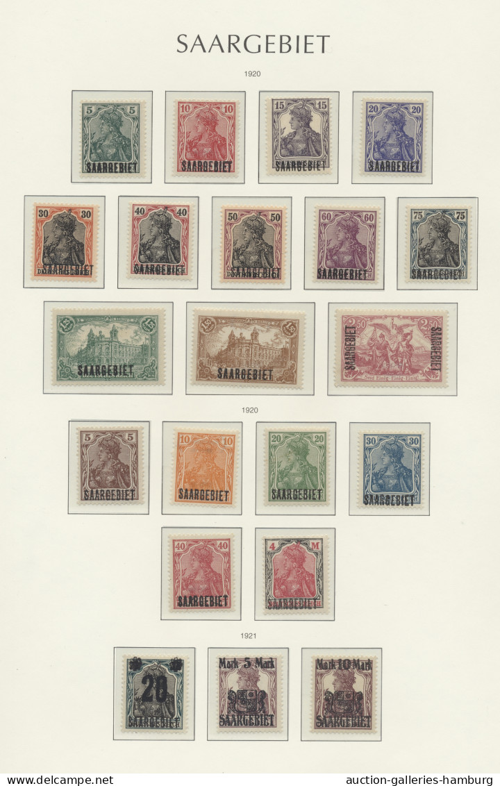 Deutsche Abstimmungsgebiete: Saargebiet: 1920/1934, Sehr Gute Postfrische Teilsa - Unused Stamps