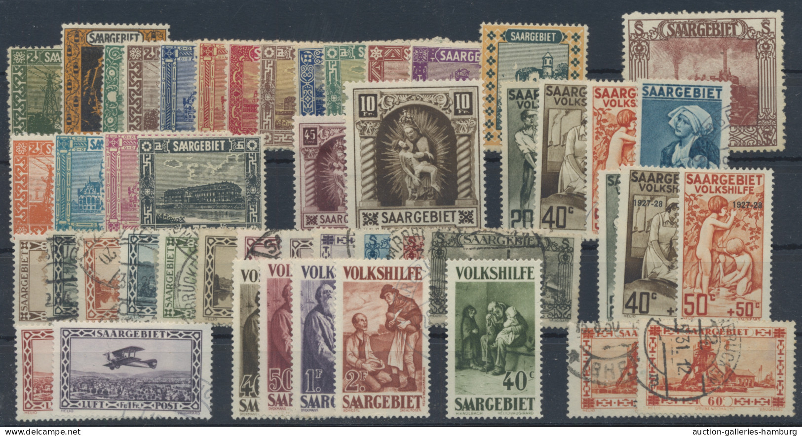 Deutsche Abstimmungsgebiete: Saargebiet: 1920-1934, Sammlung / Partie, Vorwiegen - Oblitérés