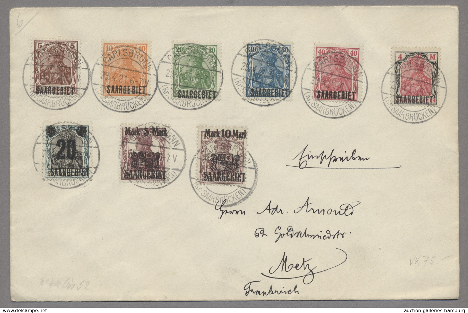 Deutsche Abstimmungsgebiete: Saargebiet: 1920-1944, STEMPELSAMMLUNG, über 800 Be - Briefe U. Dokumente