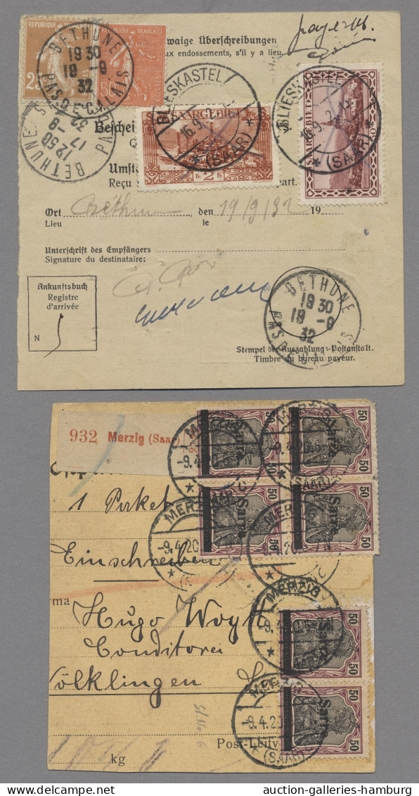 Deutsche Abstimmungsgebiete: Saargebiet: 1920-1944, STEMPELSAMMLUNG, über 800 Be - Covers & Documents