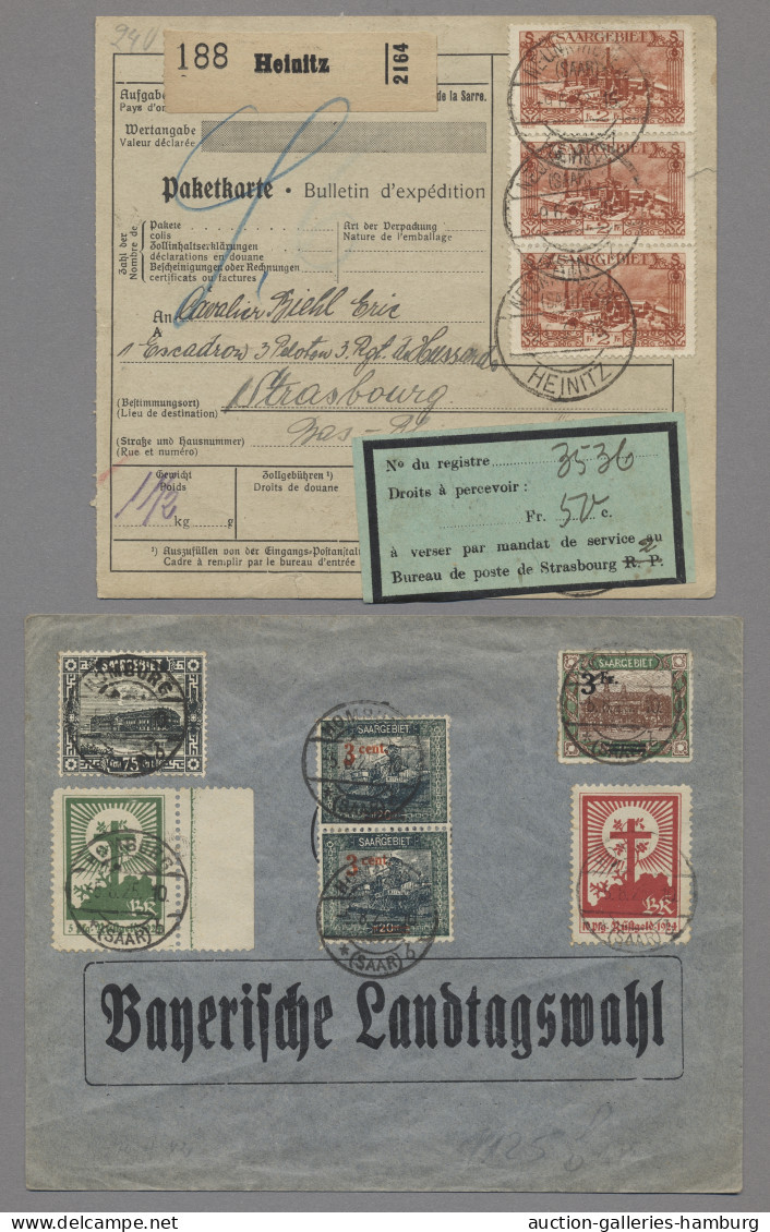 Deutsche Abstimmungsgebiete: Saargebiet: 1920-1944, STEMPELSAMMLUNG, über 800 Be - Covers & Documents