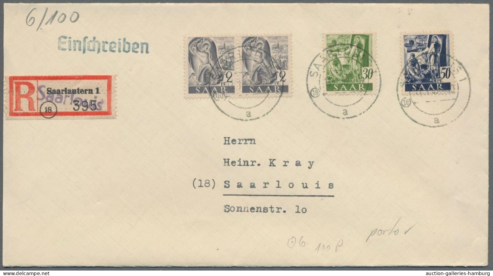 Saarland und OPD Saarbrücken: 1945-1959, STEMPEL A-Z, vermutlich einer der ausfü